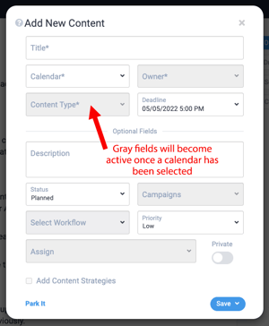 Content type in content item