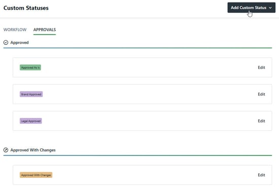Add Custom Status button