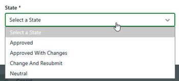Approval state dropdown
