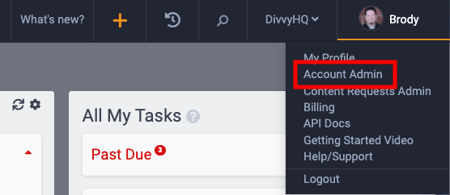 Account admin button