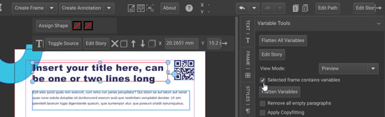 Selected frame contains variables checkbox
