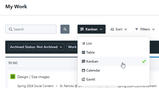 Kanban sort option