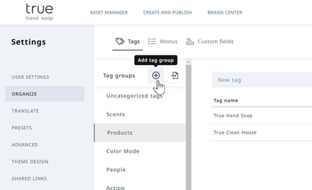 Add tag group button