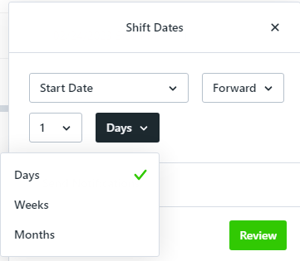 Time frame dropdown