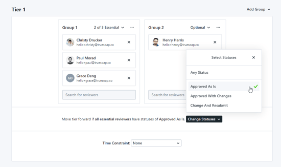 selecting status
