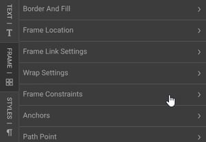 Frame Constraints section