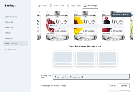 Editing homepage text