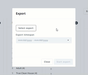 start export button
