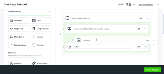 Reorder fields within a section