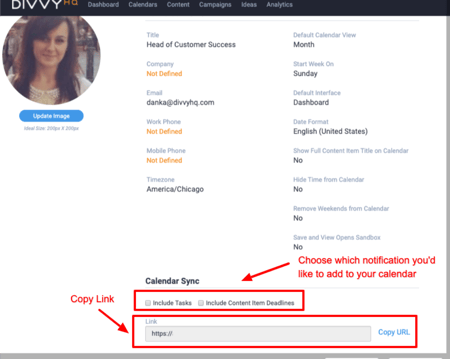 Calendar sync options