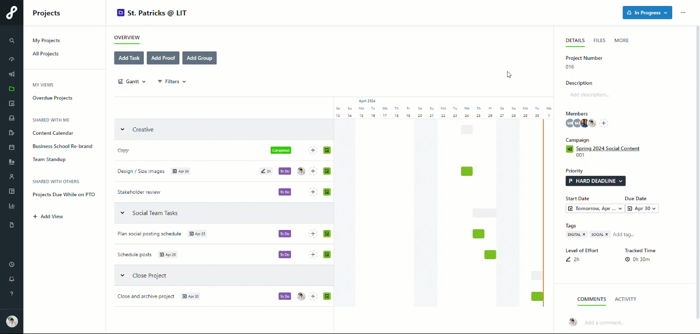Adding date in gantt view