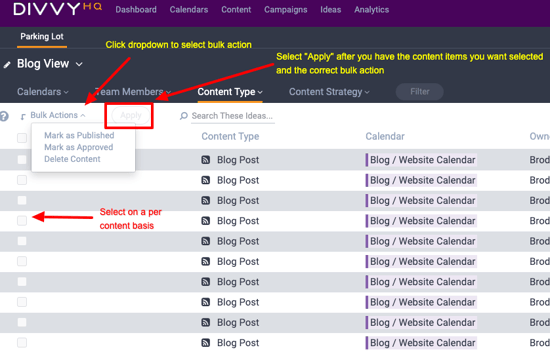 Applying bulk actions