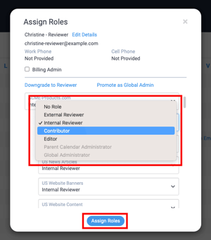 Selecting user role