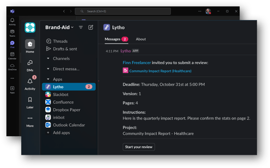 Slack message