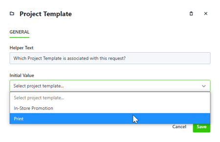 Project Template Field initial value