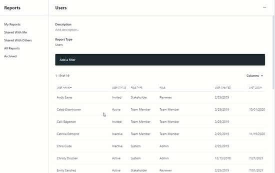 Accessing Profiles from your Users Report