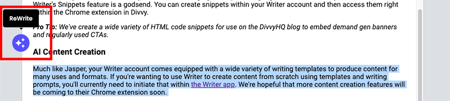 Writer AI's ReWrite feature