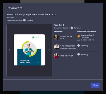 Reviewer status menu