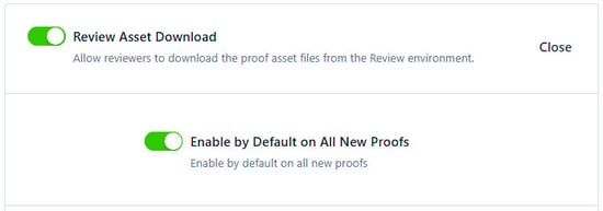 Review Asset Download toggle