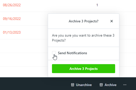 Send notifications checkbox
