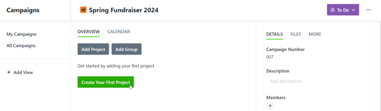 Create Your First Project - empty Campaign