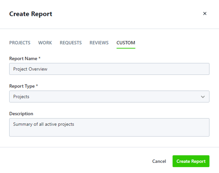 custom report tab