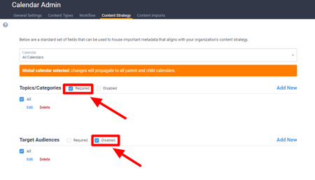 Requiring or Disabling Content Strategy Fields
