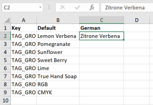 exported translation list