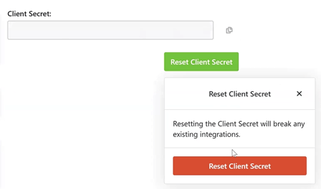 Reset client secret button