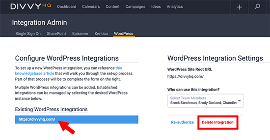 delete integration