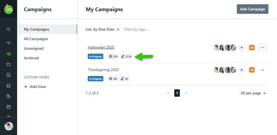time tracked in list view