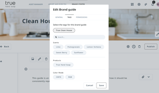 Add tags to brand guide