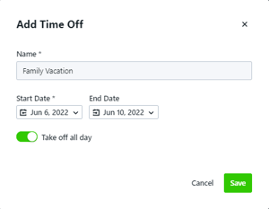 Adding time off