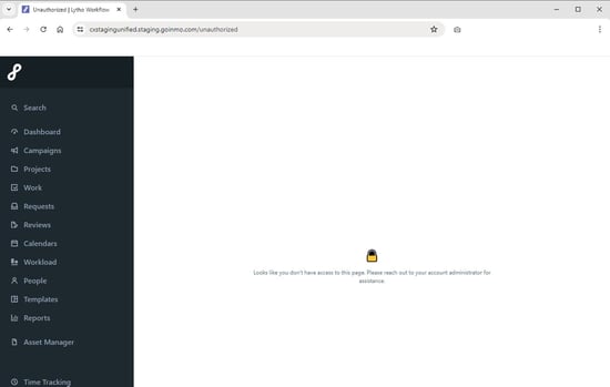 unauthorized screen