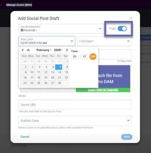 paid social post content item