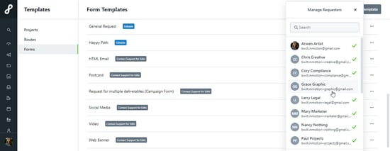 Add a Requester by clicking their name