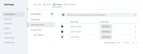 Groups tab