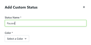 Add Custom Status modal