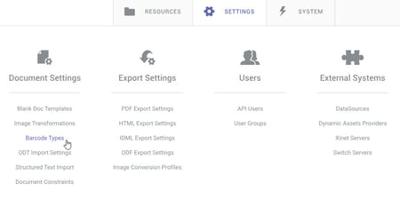 Barcode Types button