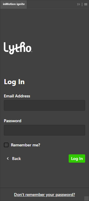 log in panel