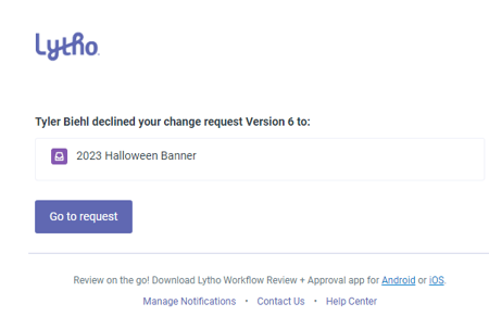  Change Request notification