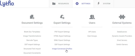 Image Conversion Profiles button