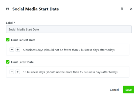 Limit Earliest Date and/or Limit Latest Date checkboxes