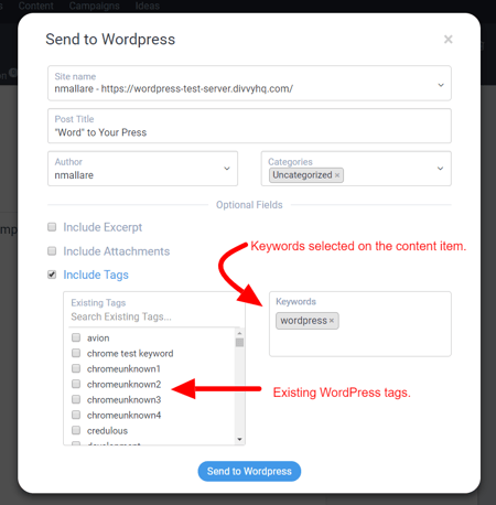 Keywords/Tags Syncing