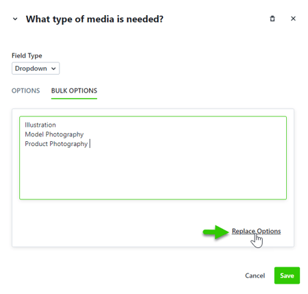 Adding fields through bulk options