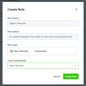 Create role modal