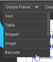 Create Frame dropdown
