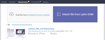 Attachments tab