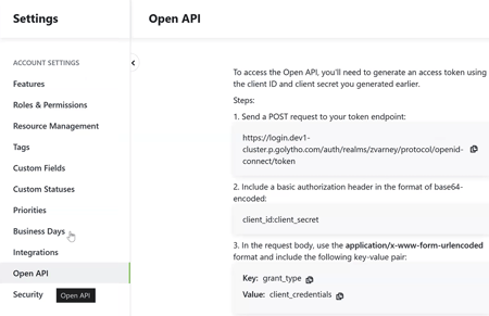 API panel