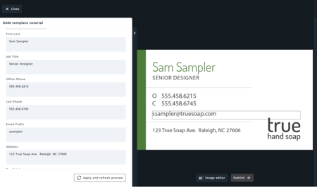 Template screen